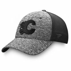 CALGARY FLAMES FANATICS MEN'S AUTHENTIC PRO BLACK ICE TRAVEL STRETCH MESH HAT