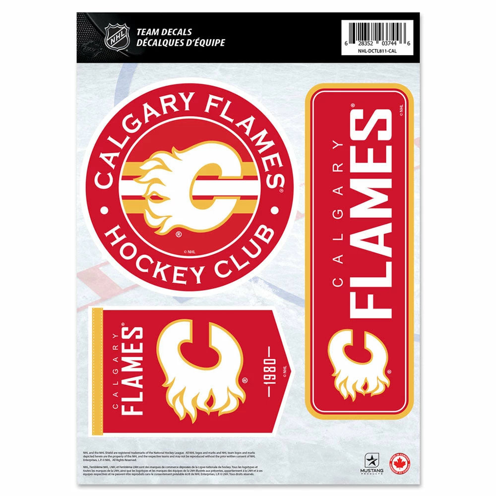 Mustang CALGARY FLAMES 8" X 11" DECAL SET 3 Mustang CALGARY FLAMES 8" X 11" DECAL SET