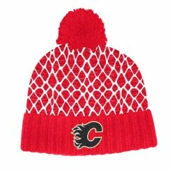 CALGARY FLAMES ADIDAS MEN'S CUFFED KNIT POM NETMINDER BEANIE TOQUE