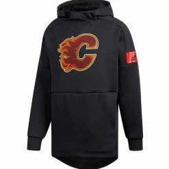 CALGARY FLAMES ADIDAS MEN'S GAME MODE PO HOODIE - BLACK