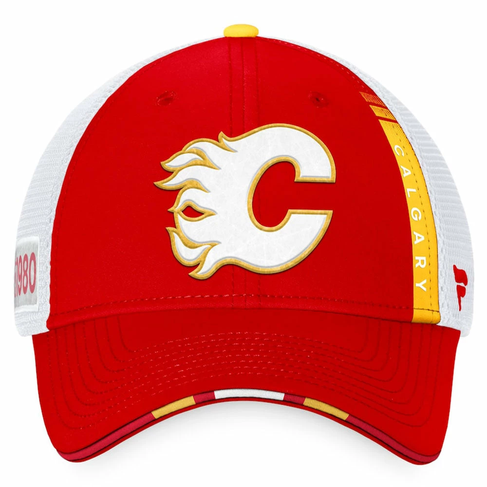 CALGARY FLAMES FANATICS AUTHENTIC PRO 2022 NHL DRAFT STRUCTURED TRUCKER HAT 4 CALGARY FLAMES FANATICS AUTHENTIC PRO 2022 NHL DRAFT STRUCTURED TRUCKER HAT - Image 2