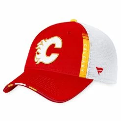 CALGARY FLAMES FANATICS AUTHENTIC PRO 2022 NHL DRAFT STRUCTURED TRUCKER HAT