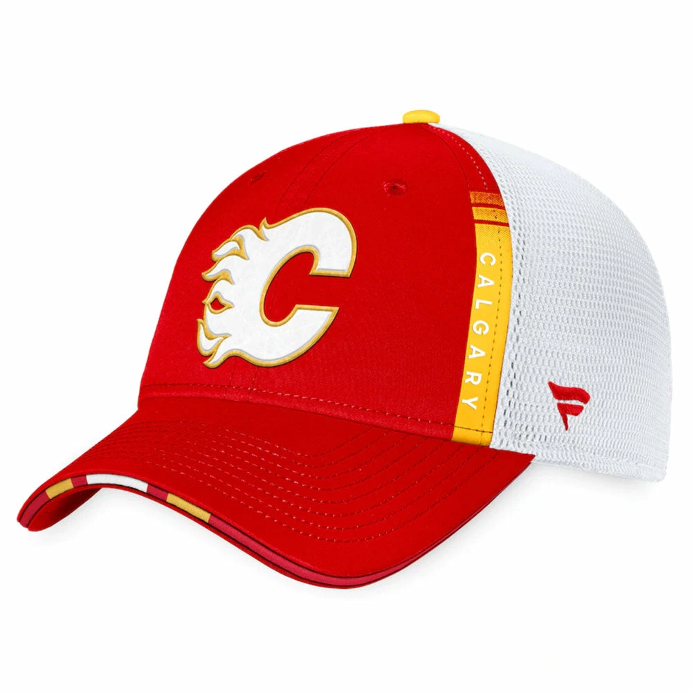 CALGARY FLAMES FANATICS AUTHENTIC PRO 2022 NHL DRAFT STRUCTURED TRUCKER HAT 3 CALGARY FLAMES FANATICS AUTHENTIC PRO 2022 NHL DRAFT STRUCTURED TRUCKER HAT