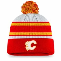 CALGARY FLAMES FANATICS MEN'S AUTHENTIC PRO DRAFT CUFF POM KNIT TOQUE