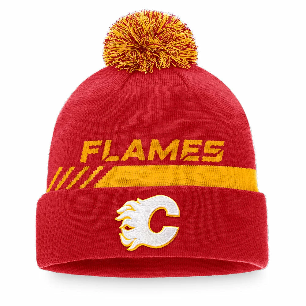 CALGARY FLAMES FANATICS MEN'S AUTHENTIC PRO LOCKER ROOM BEANIE CUFF POM TOQUE 3 CALGARY FLAMES FANATICS MEN'S AUTHENTIC PRO LOCKER ROOM BEANIE CUFF POM TOQUE