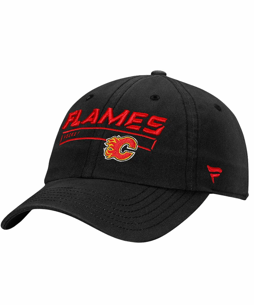 CALGARY FLAMES FANATICS MEN'S RINKSIDE FUNDAMENTAL ADJUSTABLE HAT - BLACK 3 CALGARY FLAMES FANATICS MEN'S RINKSIDE FUNDAMENTAL ADJUSTABLE HAT - BLACK
