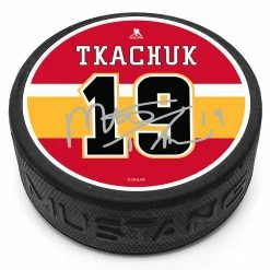 Mustang CALGARY FLAMES MATTHEW TKATCHUK PUCK NHLPA COLLECTION