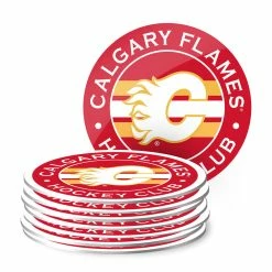 Mustang CALGARY FLAMES TEAM STRIPE COASTER - 8 PACK