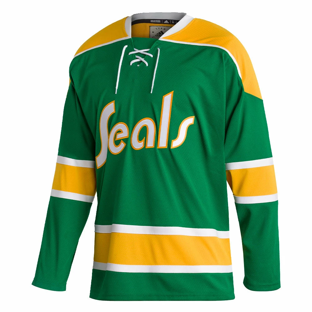 CALIFORNIA GOLDEN SEALS ADIDAS TEAM CLASSICS ADULT GREEN HOCKEY JERSEY 3 CALIFORNIA GOLDEN SEALS ADIDAS TEAM CLASSICS ADULT GREEN HOCKEY JERSEY
