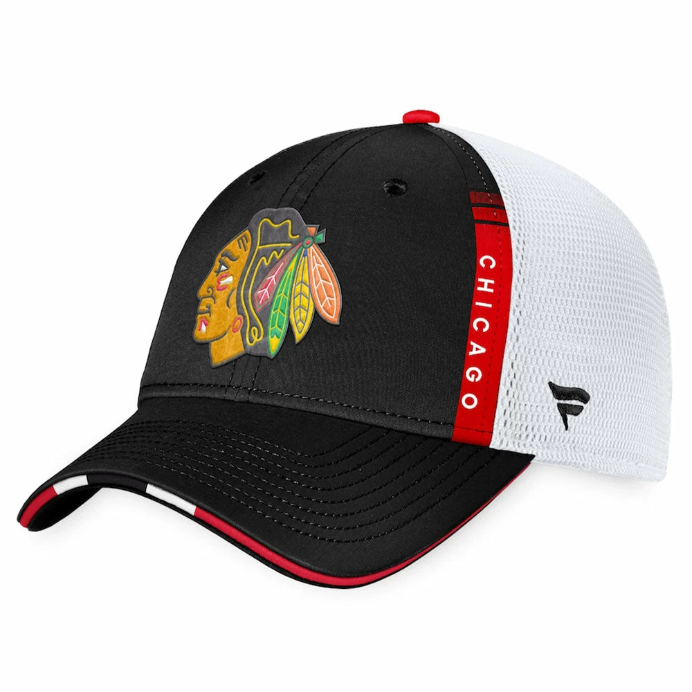 CHICAGO BLACKHAWKS FANATICS AUTHENTIC PRO 2022 NHL DRAFT STRUCTURED TRUCKER HAT 3 CHICAGO BLACKHAWKS FANATICS AUTHENTIC PRO 2022 NHL DRAFT STRUCTURED TRUCKER HAT
