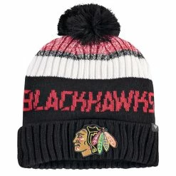 CHICAGO BLACKHAWKS FANATICS MEN'S RINKSIDE GOALIE POM BEANIE TOQUE