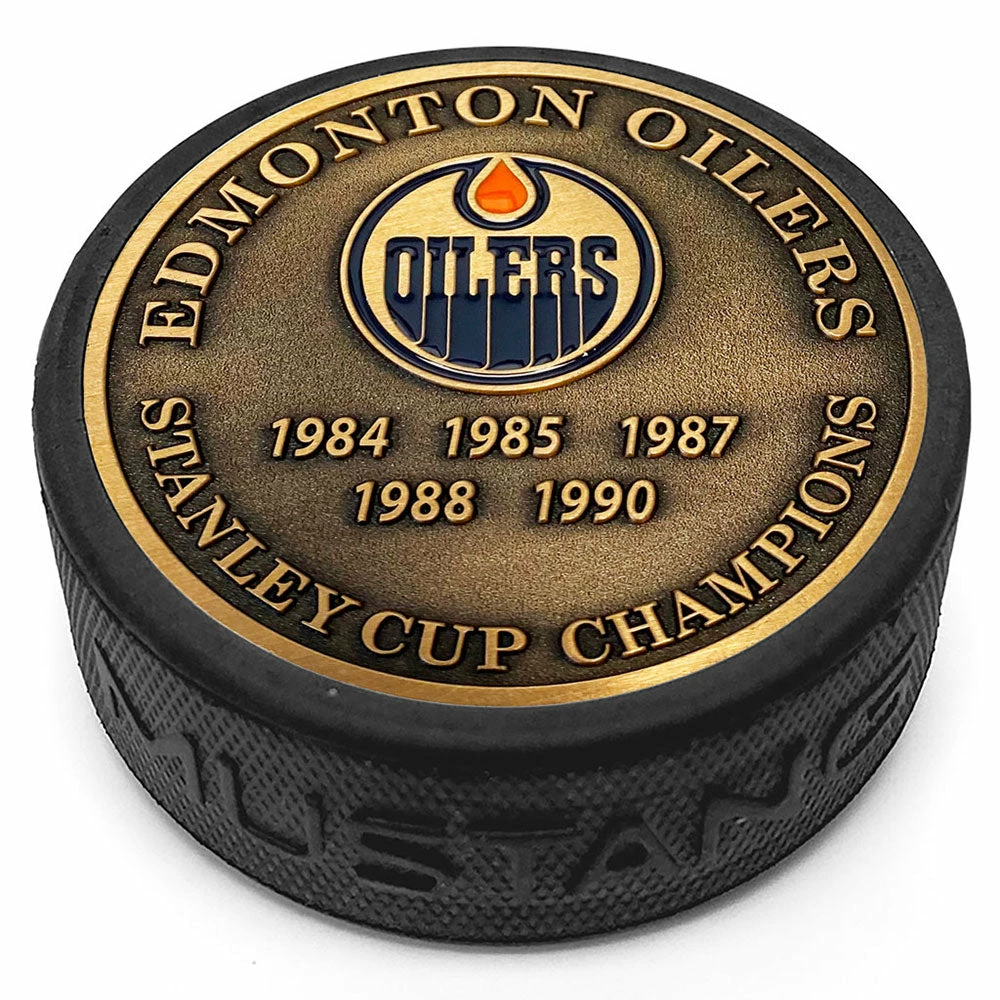Mustang EDMONTON OILERS 5-TIME STANLEY CUP CHAMPIONS MEDALLION COLLECTION PUCK 3 Mustang EDMONTON OILERS 5-TIME STANLEY CUP CHAMPIONS MEDALLION COLLECTION PUCK