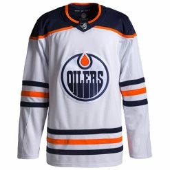 EDMONTON OILERS ADIDAS ADIZERO PRIMEGREEN AUTHENTIC WHITE AWAY JERSEY