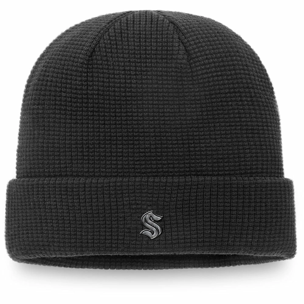 FANATICS SEATTLE KRAKEN BLACK ICE CUFF BEANIE TOQUE 3 FANATICS SEATTLE KRAKEN BLACK ICE CUFF BEANIE TOQUE