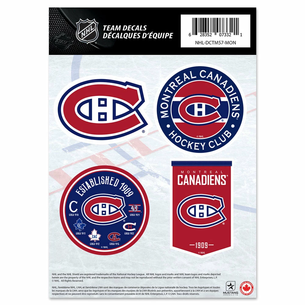 Mustang MONTREAL CANADIENS 5" X 7" MINI DECAL SET 3 Mustang MONTREAL CANADIENS 5" X 7" MINI DECAL SET