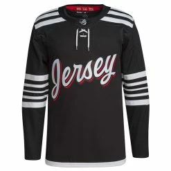 NEW JERSEY DEVILS ADIDAS ADIZERO PRIMEGREEN AUTHENTIC BLACK THIRD JERSEY
