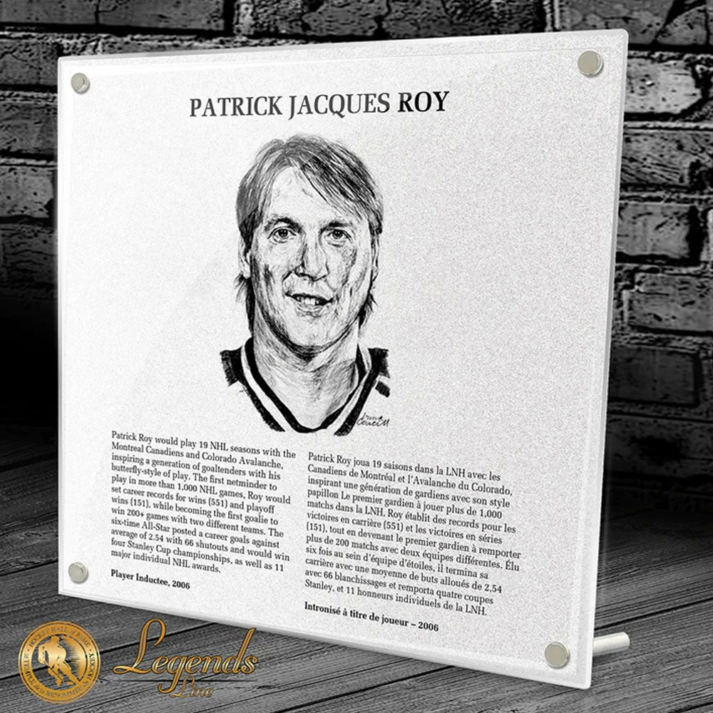 Mustang PATRICK ROY HOCKEY HALL OF FAME INDUCTION REPLICA PLAQUE 3 Mustang PATRICK ROY HOCKEY HALL OF FAME INDUCTION REPLICA PLAQUE