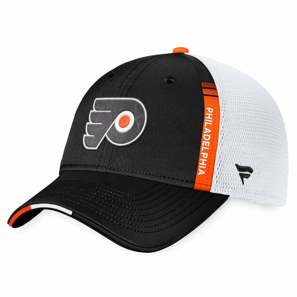 PHILADELPHIA FLYERS FANATICS AUTHENTIC PRO 2022 NHL DRAFT STRUCTURED TRUCKER HAT 3 PHILADELPHIA FLYERS FANATICS AUTHENTIC PRO 2022 NHL DRAFT STRUCTURED TRUCKER HAT