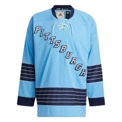 PITTSBURGH PENGUINS ADIDAS TEAM CLASSICS ADULT BABY BLUE HOCKEY JERSEY -Jersey shop PITTSBURGH PENGUINS ADIDAS TEAM CLASSICS ADULT BABY BLUE HOCKEY JERSEY front