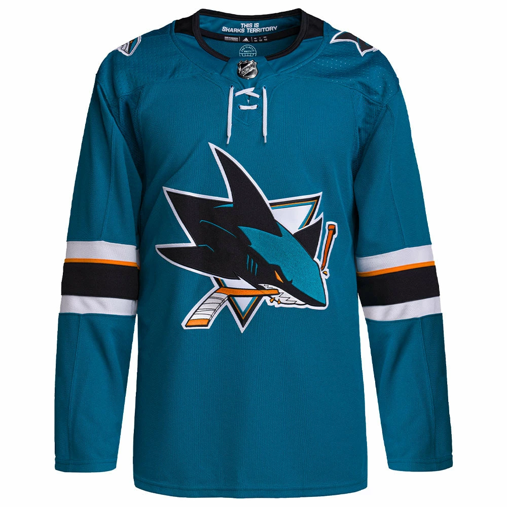 SAN JOSE SHARKS ADIDAS ADIZERO PRIMEGREEN AUTHENTIC TEAL HOME JERSEY 3 SAN JOSE SHARKS ADIDAS ADIZERO PRIMEGREEN AUTHENTIC TEAL HOME JERSEY