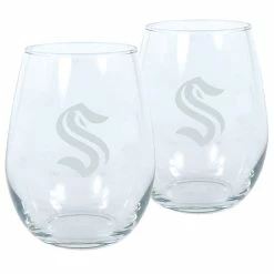 Mustang SEATTLE KRAKEN 17OZ STEMLESS WINE GLASS SET - 2 PACK