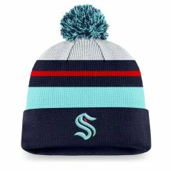 SEATTLE KRAKEN FANATICS MEN'S AUTHENTIC PRO DRAFT CUFF POM KNIT TOQUE