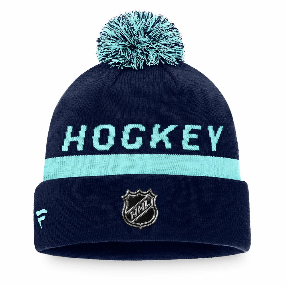 SEATTLE KRAKEN FANATICS MEN'S AUTHENTIC PRO LOCKER ROOM BEANIE CUFF POM TOQUE 4 SEATTLE KRAKEN FANATICS MEN'S AUTHENTIC PRO LOCKER ROOM BEANIE CUFF POM TOQUE - Image 2