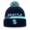 SEATTLE KRAKEN FANATICS MEN'S AUTHENTIC PRO LOCKER ROOM BEANIE CUFF POM TOQUE -Jersey shop SEATTLE KRAKEN FANATICS MEN S AUTHENTIC PRO LOCKER ROOM BEANIE CUFF POM TOQUE FRONT