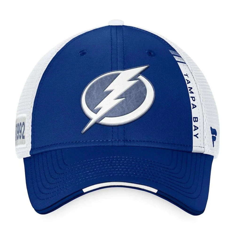 TAMPA BAY LIGHTNING FANATICS AUTHENTIC PRO 2022 NHL DRAFT STRUCTURED TRUCKER HAT 4 TAMPA BAY LIGHTNING FANATICS AUTHENTIC PRO 2022 NHL DRAFT STRUCTURED TRUCKER HAT - Image 2