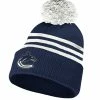VANCOUVER CANUCKS ADIDAS ADULT NHL 3-STRIPE CUFFED POM TOQUE