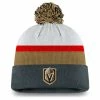 VEGAS GOLDEN KNIGHTS FANATICS MEN'S AUTHENTIC PRO DRAFT CUFFED KNIT POM TOQUE -Jersey shop VEGAS GOLDEN KNIGHTS FANATICS AUTHENTIC PRO DRAFT CUFFED KNIT POM TOQUE FRONT