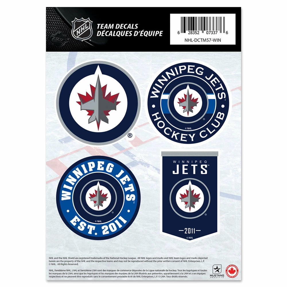 Mustang WINNIPEG JETS 5" X 7" MINI DECAL SET 3 Mustang WINNIPEG JETS 5" X 7" MINI DECAL SET