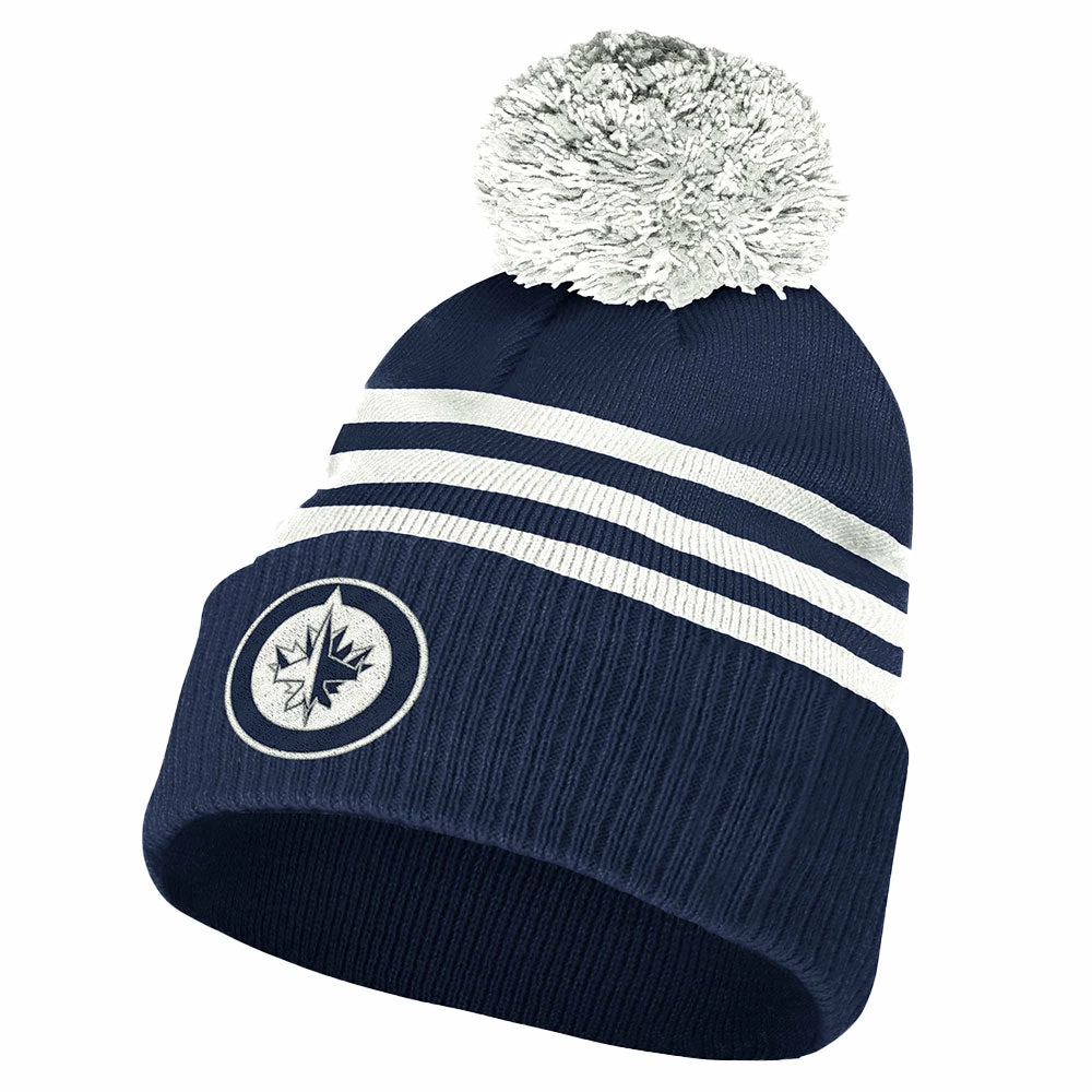 WINNIPEG JETS ADIDAS ADULT NHL 3-STRIPE CUFFED POM TOQUE 3 WINNIPEG JETS ADIDAS ADULT NHL 3-STRIPE CUFFED POM TOQUE